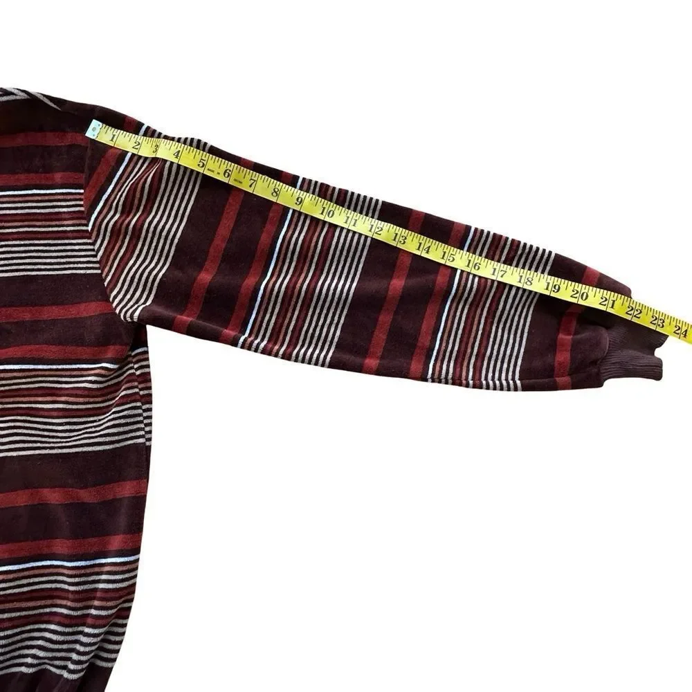JANTZEN 1960’s Classic Striped Velour Sweater in Brown Rust Tones Size Large